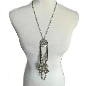 Chico's Silver Tone Disk Statement Piece 22"